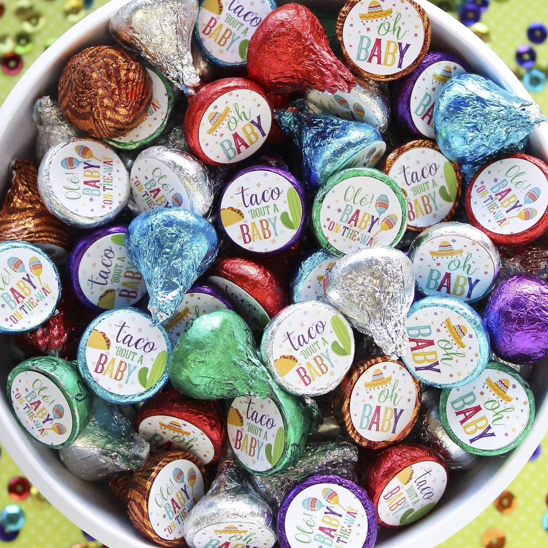 Taco 'Bout a Baby: Baby Shower - Favor Stickers - Fits on Hershey's Kisses - 180 Stickers - Distinctivs Party