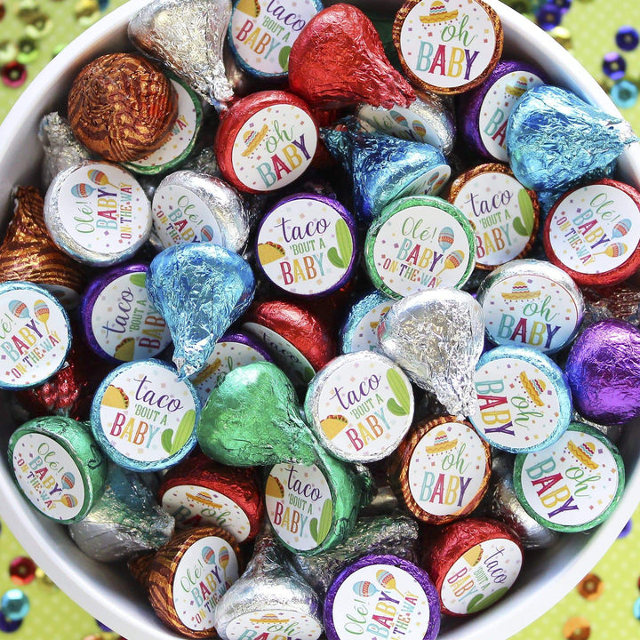 Taco 'Bout a Baby: Baby Shower - Favor Stickers - Fits on Hershey's Kisses - 180 Stickers - Distinctivs Party
