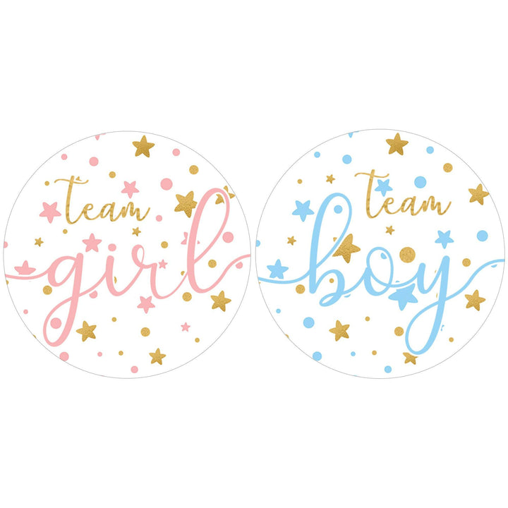 Twinkle Twinkle Little Star Gender Reveal Party - Team Boy or Girl - 40 Stickers - Distinctivs Party