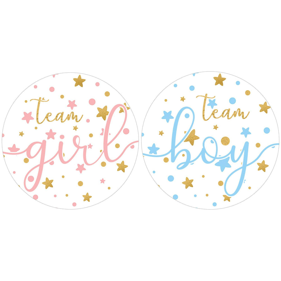 Twinkle Twinkle Little Star Gender Reveal Party - Team Boy or Girl - 40 Stickers - Distinctivs Party