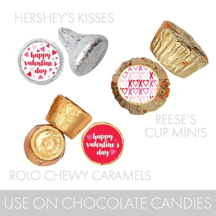 Valentine’s Day Party: Red - Candy Favor Stickers - Fits on Hershey® Kisses - 180 Stickers - Distinctivs Party