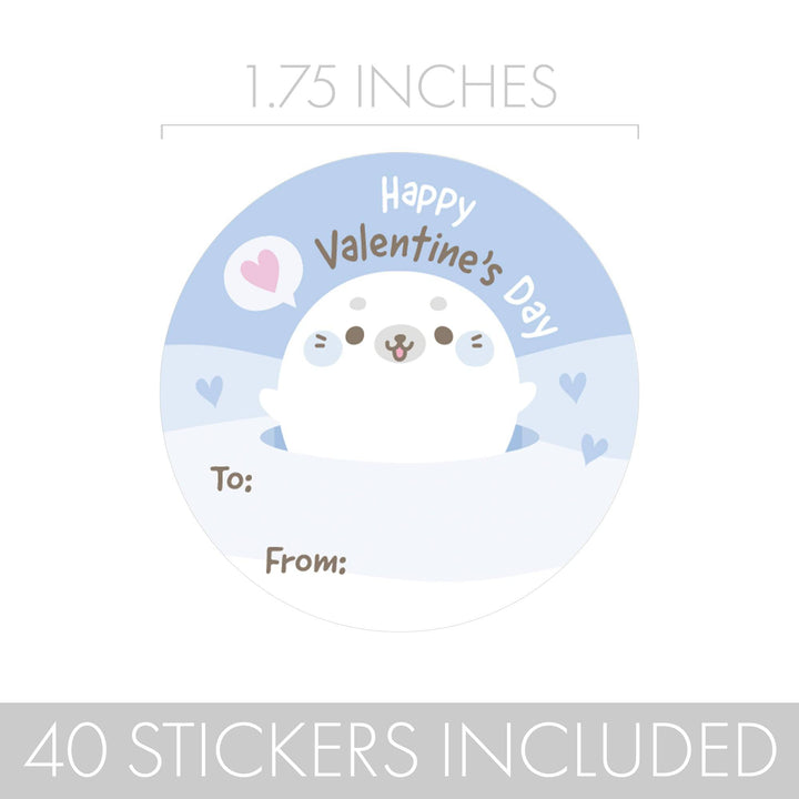 Valentine's Day Treat Stickers: Seals - 40 Circle Stickers - Distinctivs Party