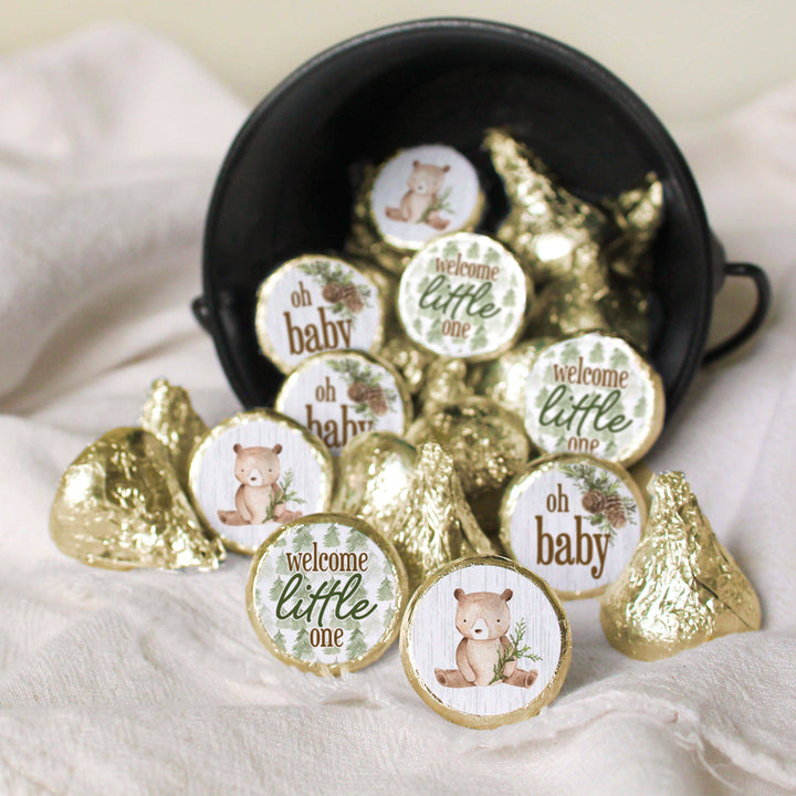 Woodland Bear: Baby Shower Baby Shower Favors  Fits on Hershey's Kisses - 180 Stickers - Distinctivs Party