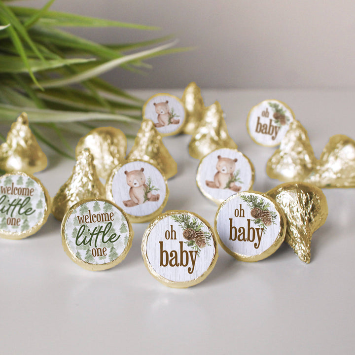 Woodland Bear: Baby Shower Baby Shower Favors  Fits on Hershey's Kisses - 180 Stickers - Distinctivs Party
