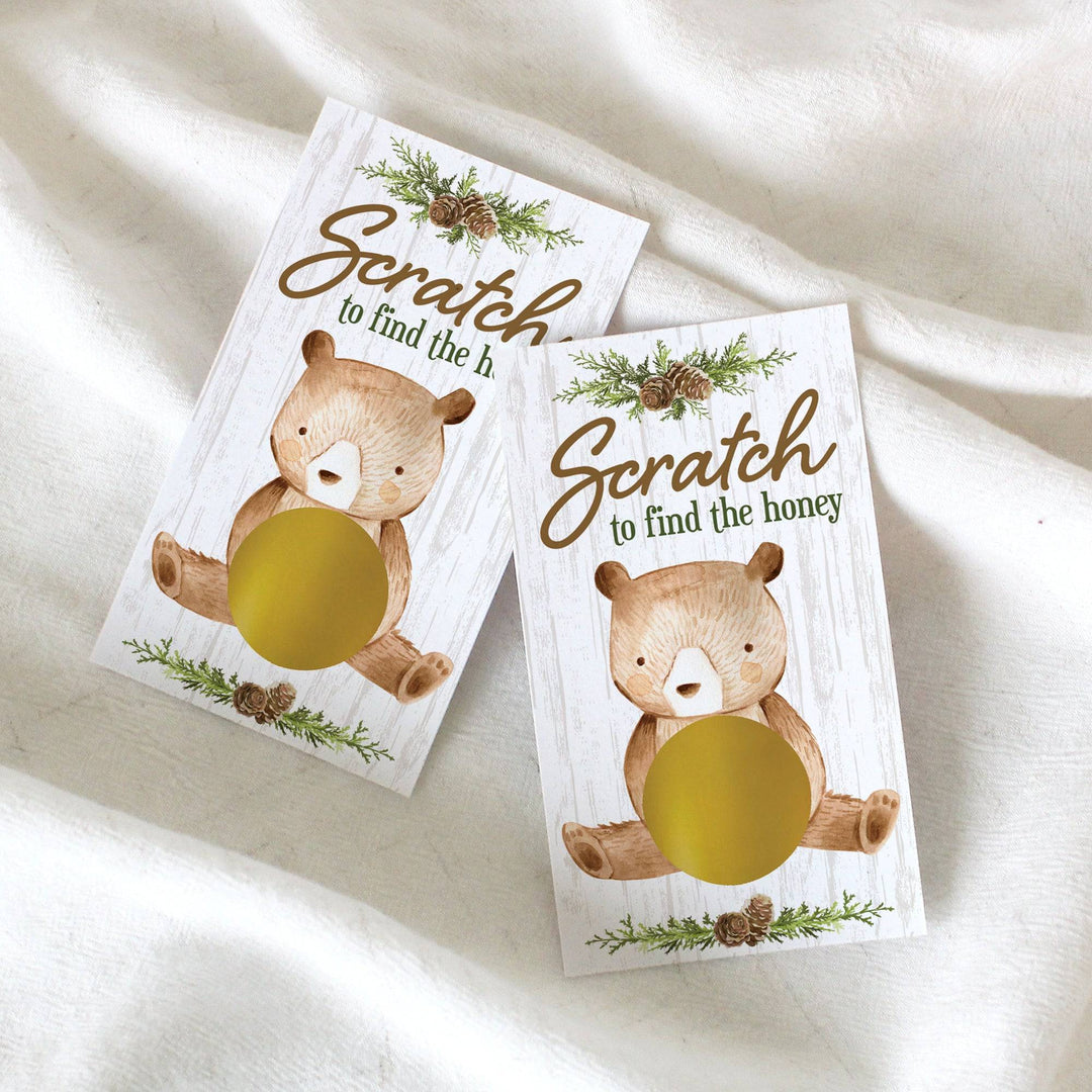 Woodland Bear: Baby Shower Scratch Off Game Cards - 28 Count - Distinctivs Party