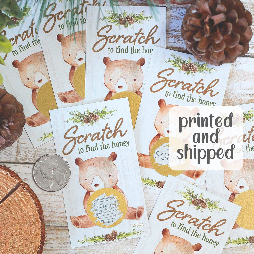 Woodland Bear: Baby Shower Scratch Off Game Cards - 28 Count - Distinctivs Party