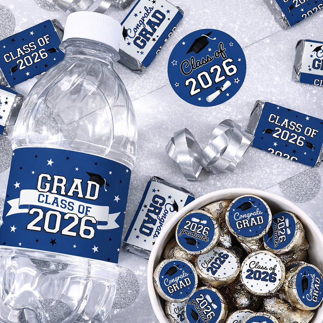 blue graduation party supplies for the class of 2026