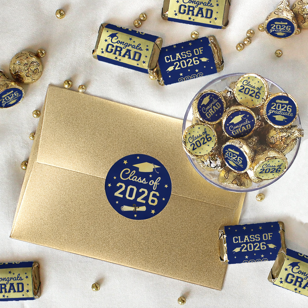 blue gold graduation party favors class of 2026