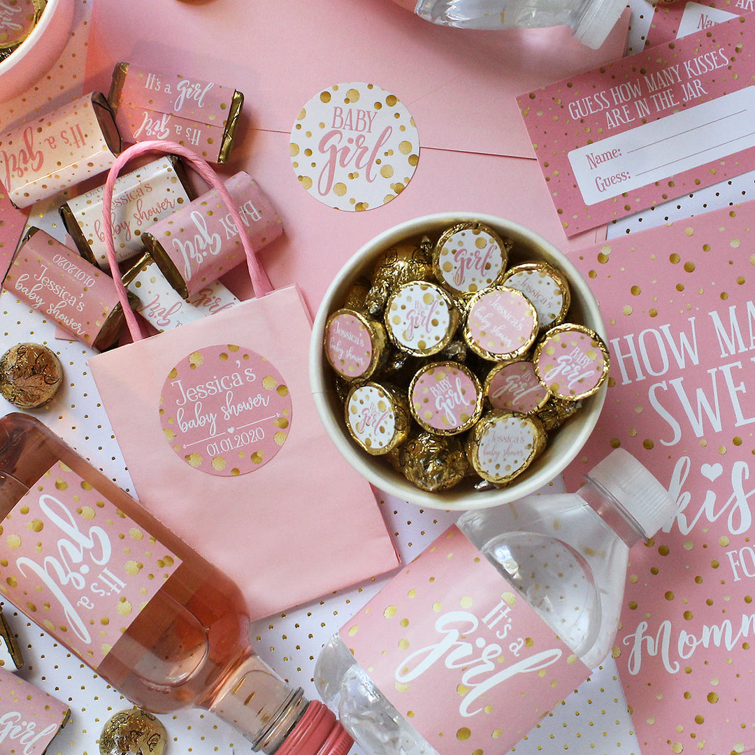 Gold Confetti: Pink - Baby Shower