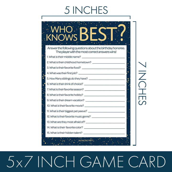 Born in The 1970s: Navy Blue & Gold - Adult Birthday - Party Game Bundle - 3 Games for 20 Guests - Distinctivs Party