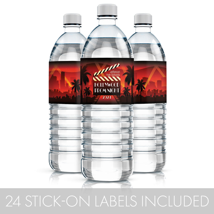 Personalized Prom: Hollywood Glam - Water Bottle Labels - 24 or 250 Waterproof Stickers