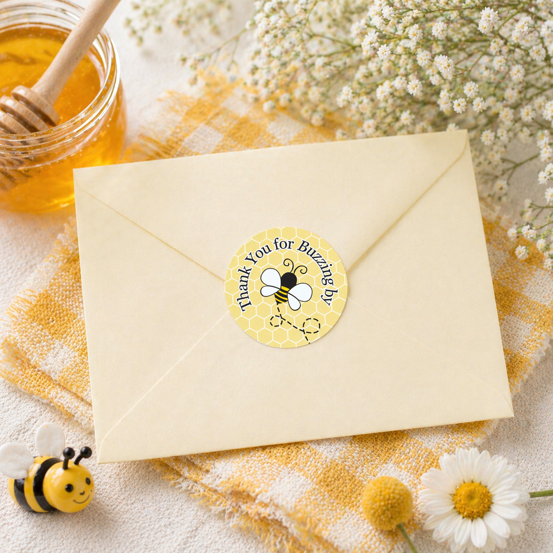 Bumble Bee: Baby Shower - Thank You For Buzzing By - 40 Stickers