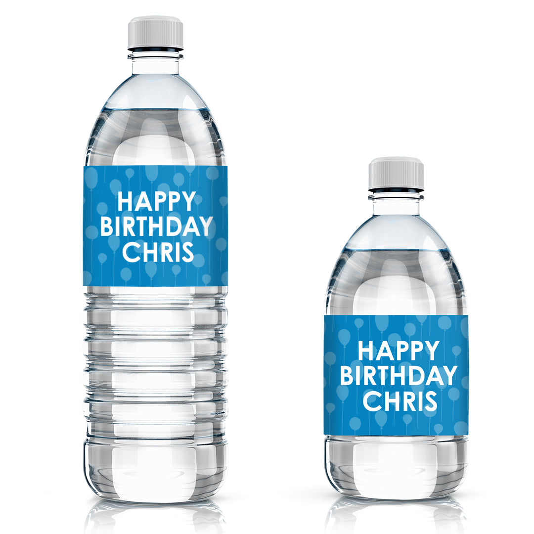 Personalized Birthday: 18 Color Options - Water Bottle Labels with Name - 24 Stickers