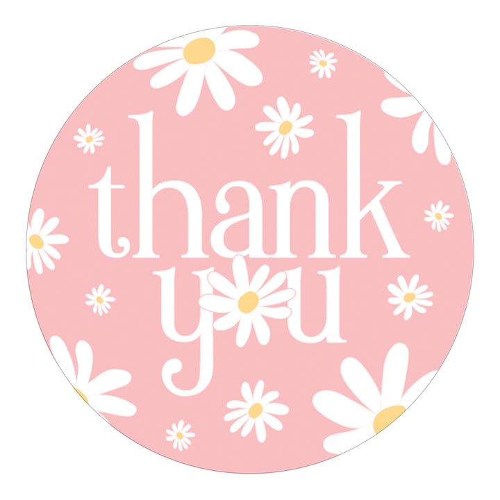 Darling Daisy - 1st Birthday Party: Circle Label Stickers, Thank You - 40 Stickers
