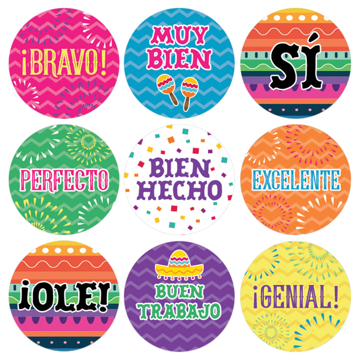 Motivational Teacher Reward Stickers for Students: Spanish (1,080 Stickers)