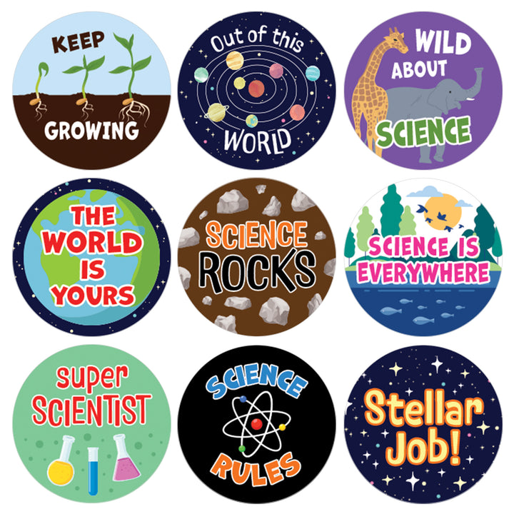 Motivational Teacher Reward Stickers for Students: Sciences (1,080 Stickers)