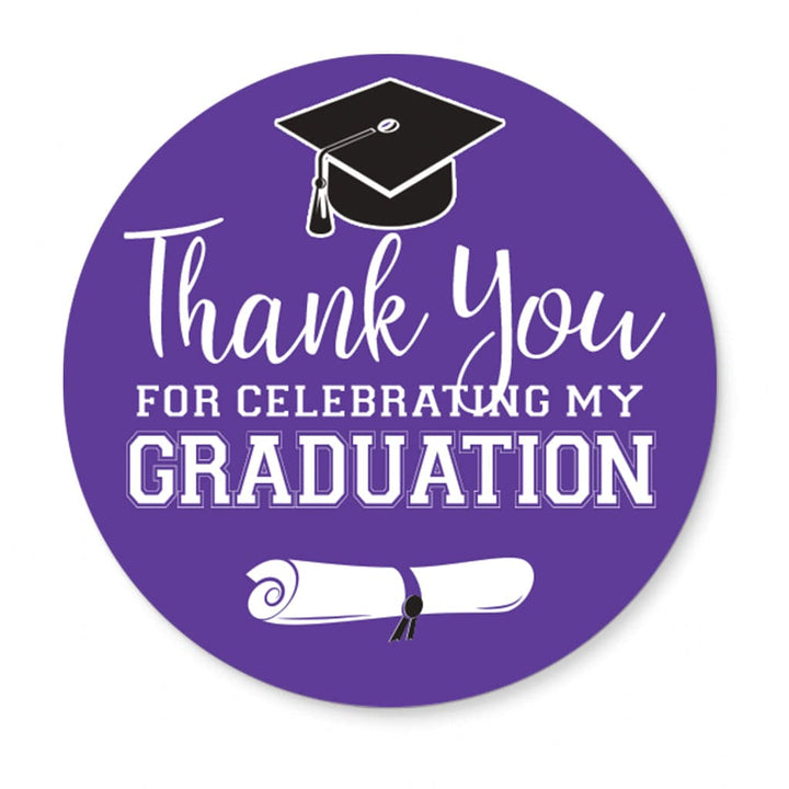 Purple graduation thank you sticker.