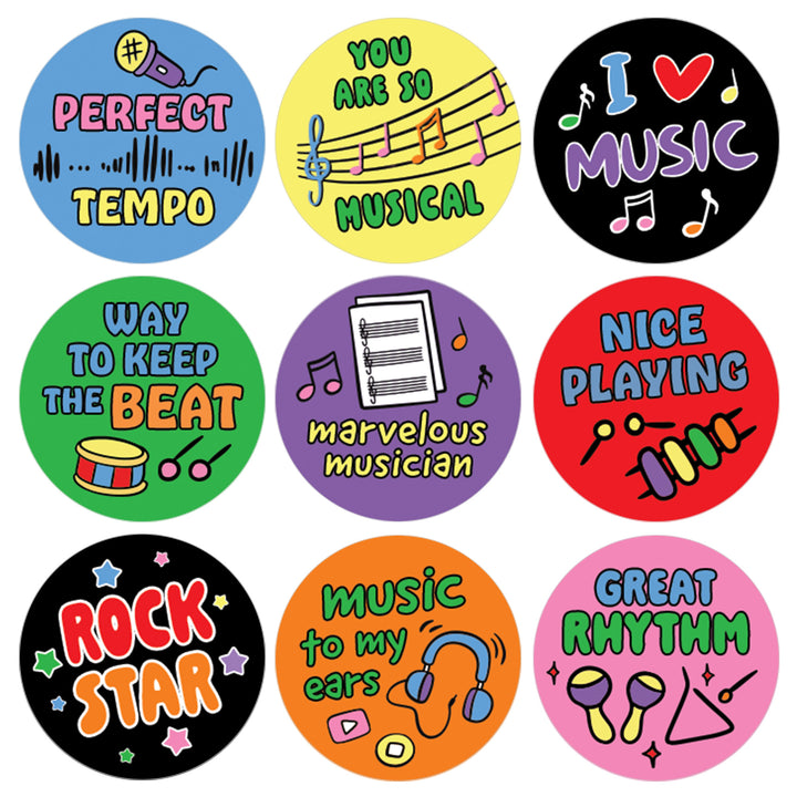 Motivational Teacher Reward Stickers for Students: Music (1,080 Stickers)