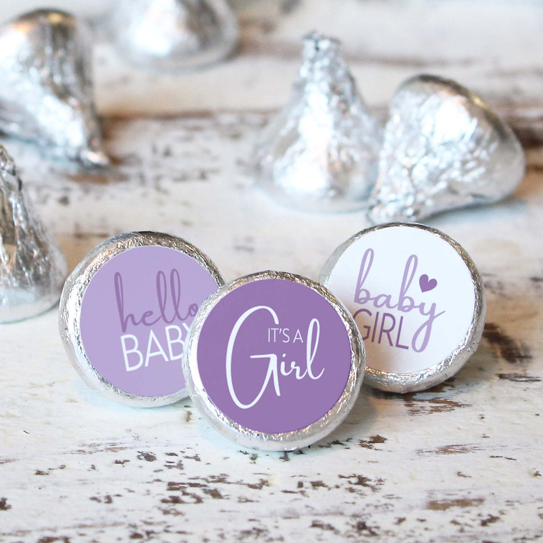Sweet Baby Girl: Púrpura - Es una niña pegatinas para besos caramelos - 180 etiquetas