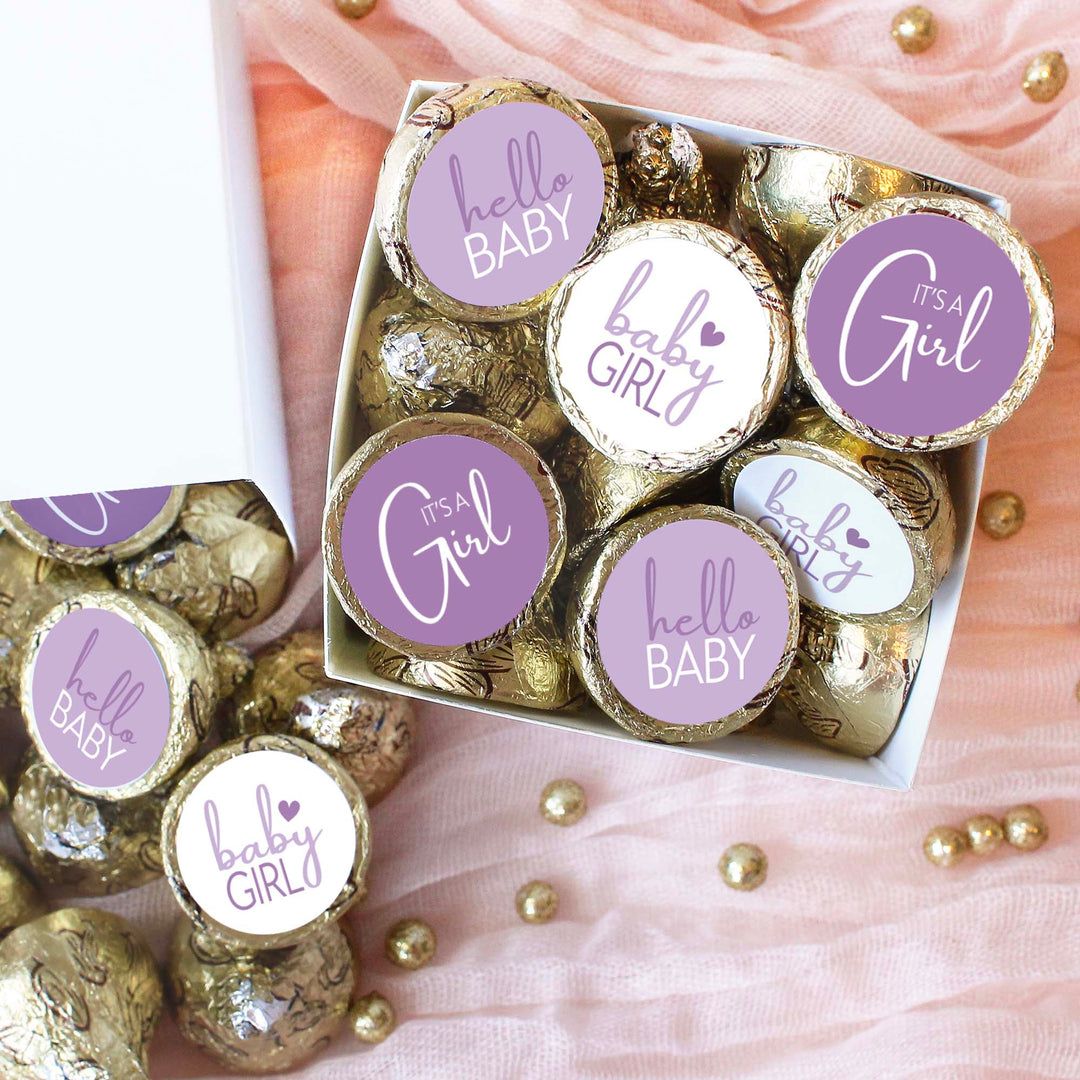 Sweet Baby Girl: Púrpura - Es una niña pegatinas para besos caramelos - 180 etiquetas