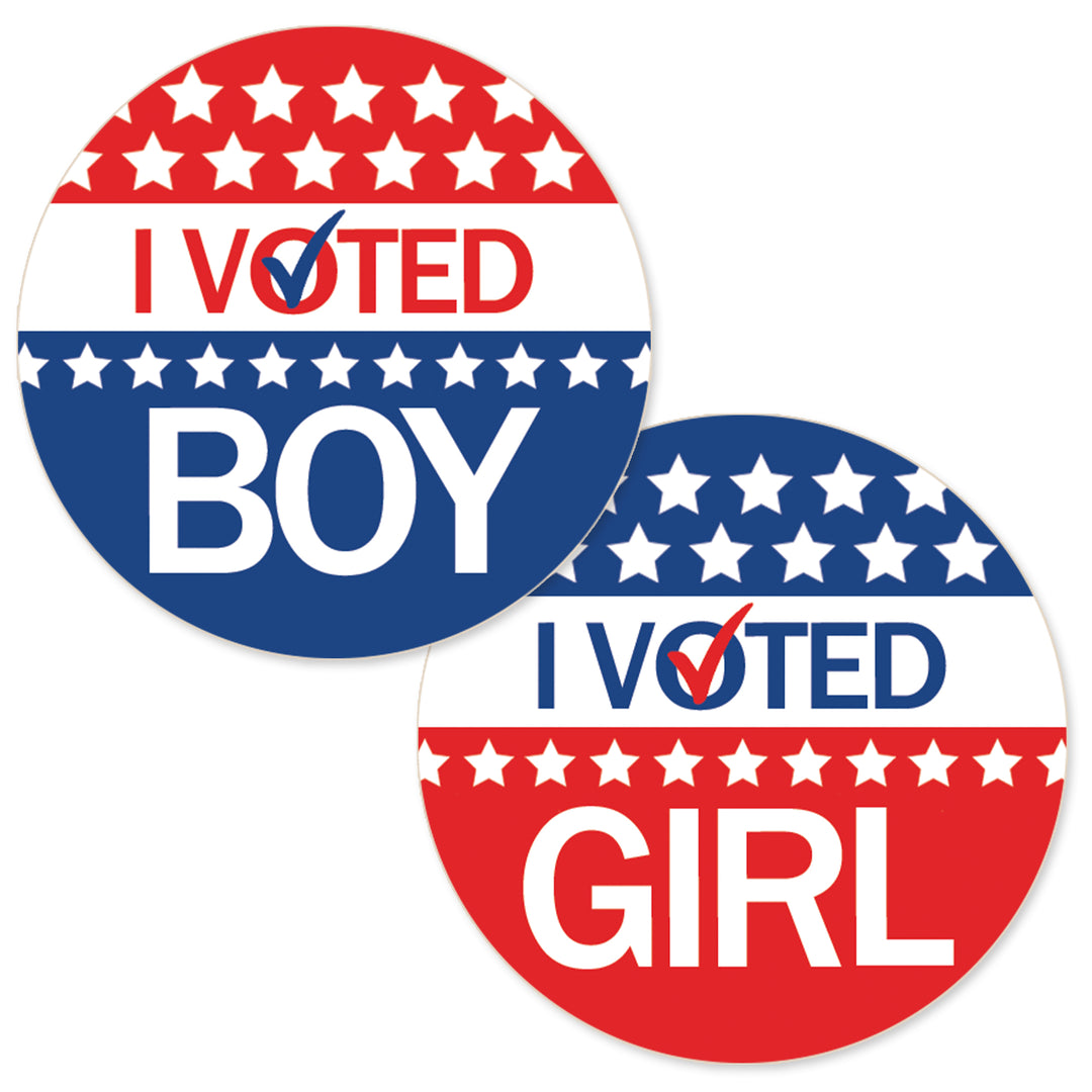 Patriotic: Baby Gender Reveal Party - Vote Boy or Girl Stickers - 40 Stickers
