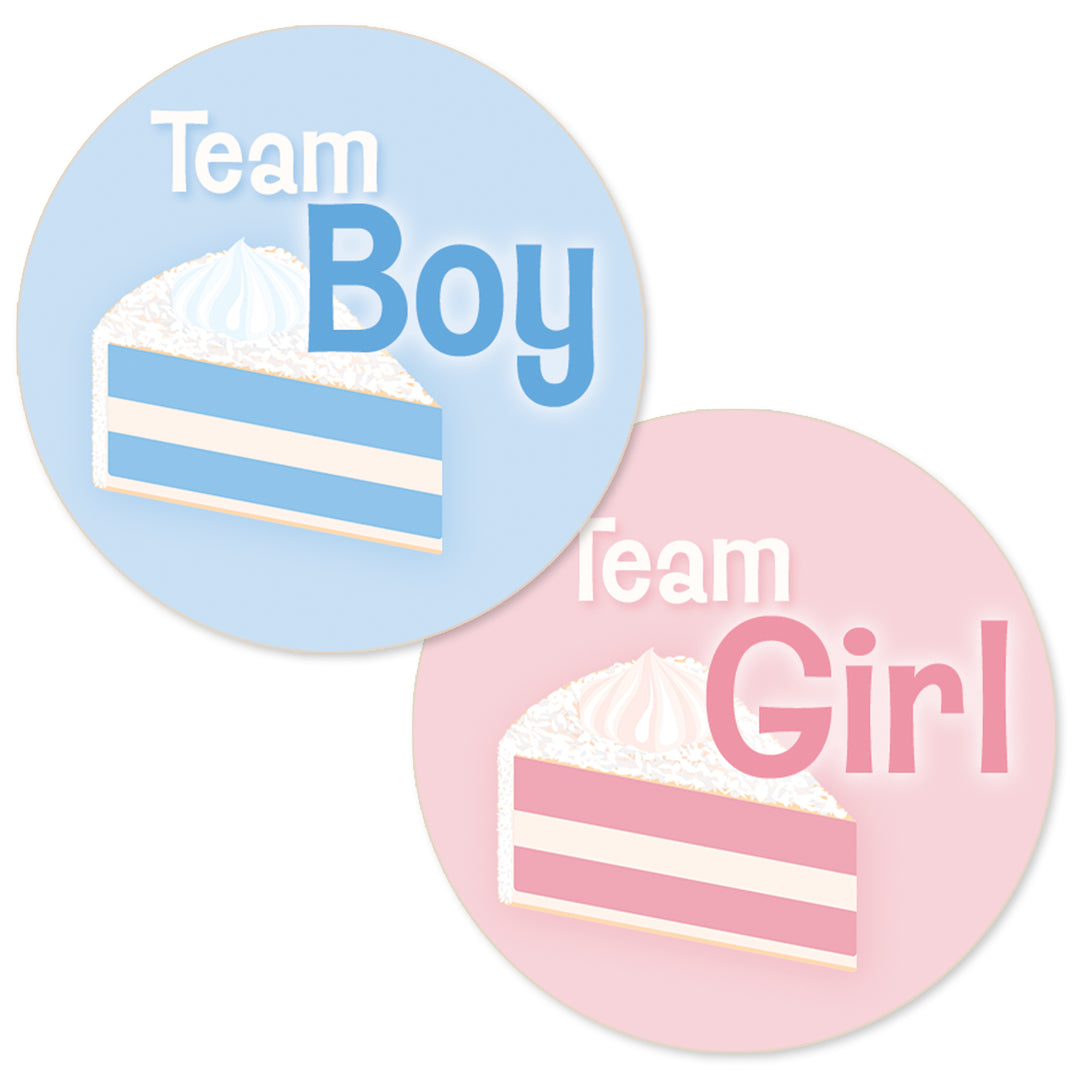 Cake Slice: Gender Reveal Party - Girl or Boy - 40 Stickers
