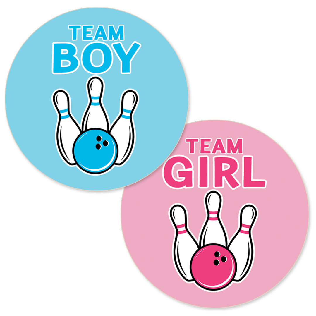 Bowling: Gender Reveal Party - Girl or Boy  - 40 Stickers