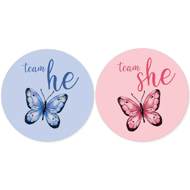 Butterfly on the Way: Gender Reveal Party - Girl or Boy  - 40 Stickers