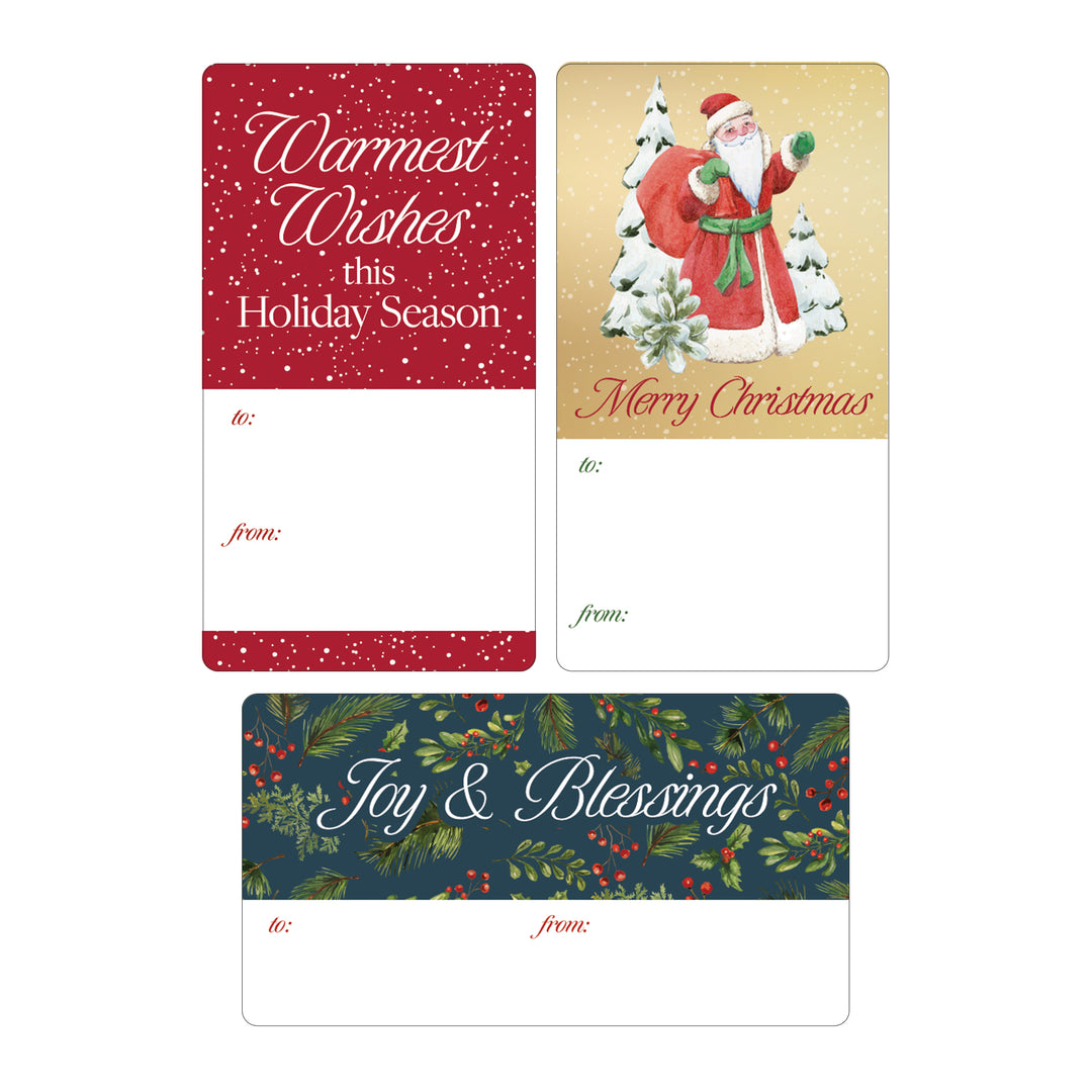 Christmas Gift Tag Stickers: Snow, Santa, and Pine Branches  – 75 Stickers