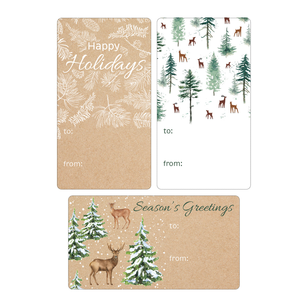 Christmas Gift Tag Stickers: Woodland Deer – 75 Stickers