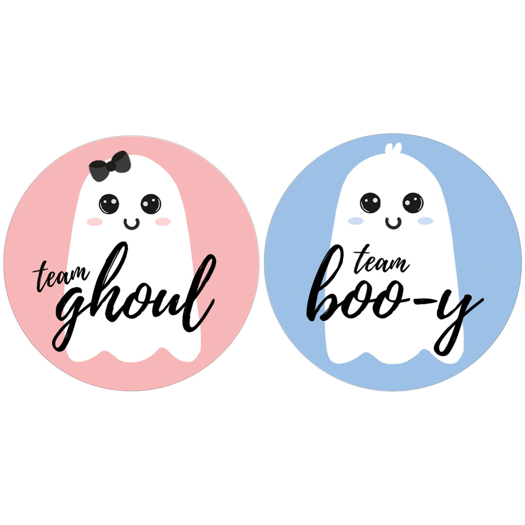 Halloween Gender Reveal Party: Little Boo - Blue Team Boo-y or Pink Team Ghoul Voting Stickers - 40 Stickers