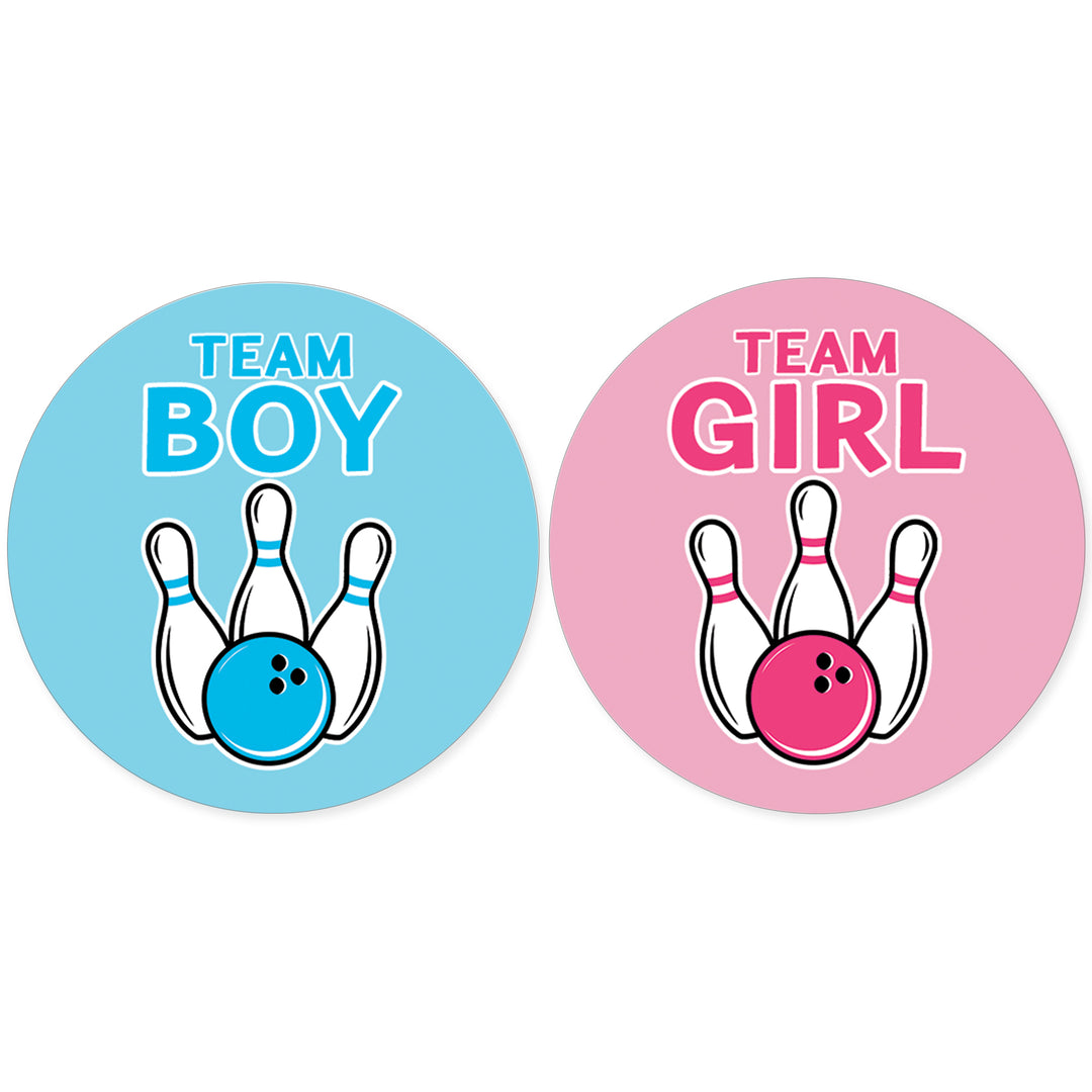 Bowling: Gender Reveal Party - Girl or Boy  - 40 Stickers