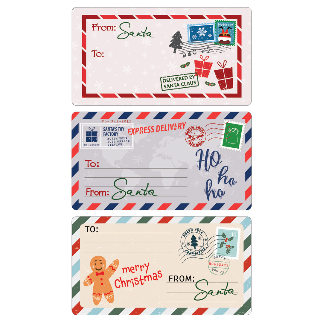 Christmas Gift Tag Stickers: Classic Postcards from Santa with Gingerbread Man - 75 Stickers