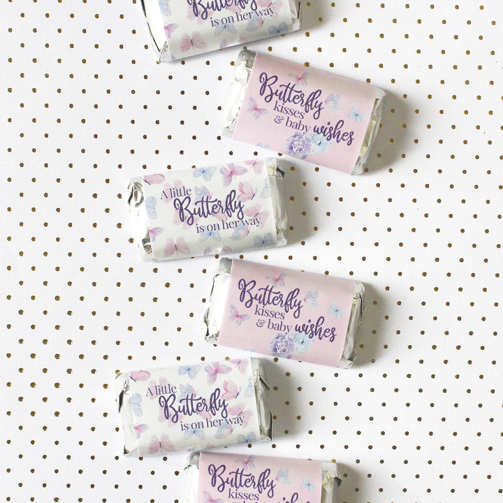 Butterfly: Baby Shower - Mini Candy Bar Wrappers - Spring -  42 Stickers