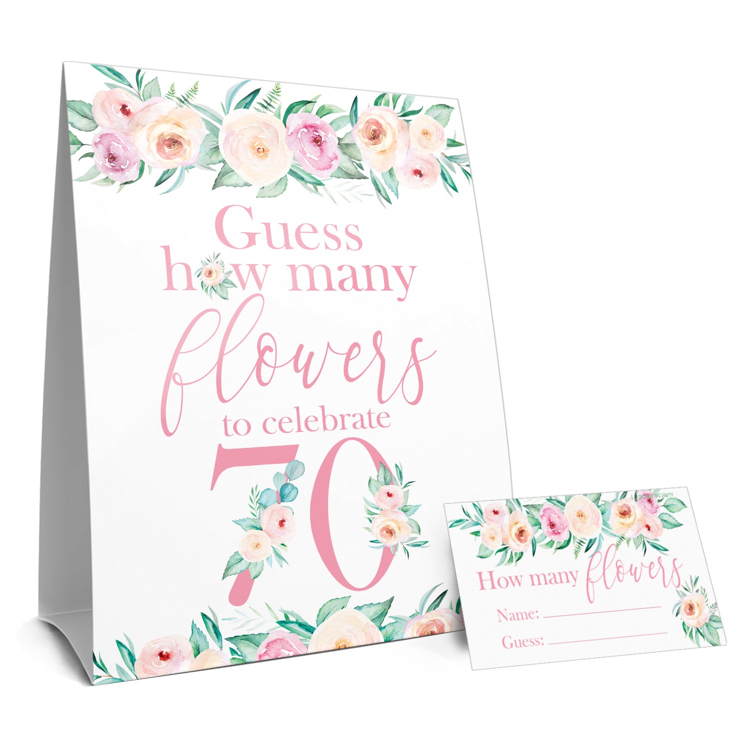 70th Birthday: How Many Flowers to Celebrate 70 Guessing Game - Distinctivs Party