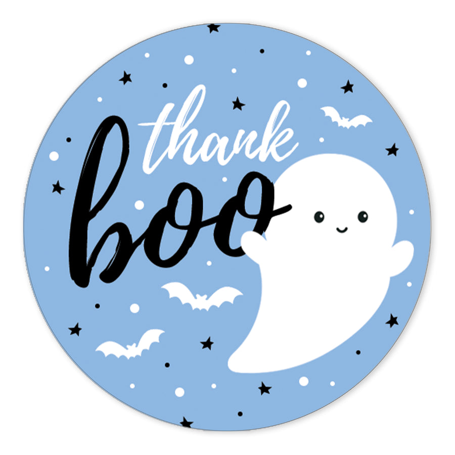 Little Boo: Blue - Boy Baby Shower - Thank You Stickers -  40 Stickers - Distinctivs Party