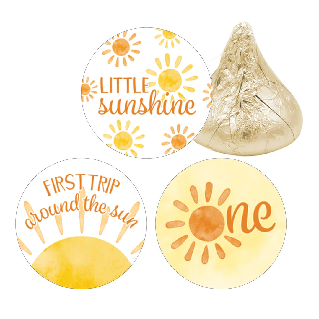 1st Trip Around the Sun - 1st Birthday: Favor Stickers Fits on Hershey's Kisses - 180 Stickers