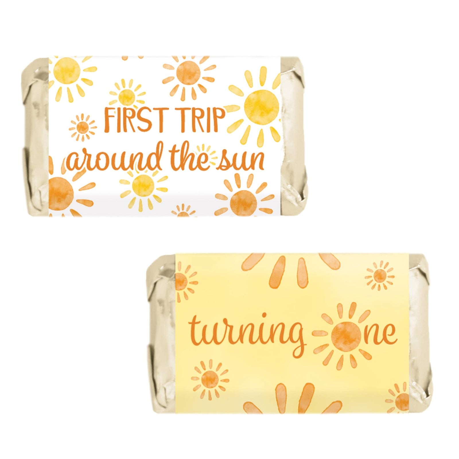 1st Trip Around the Sun - 1st Birthday: Hershey's Miniatures Candy Bar Wrappers - 45 Stickers - Distinctivs Party