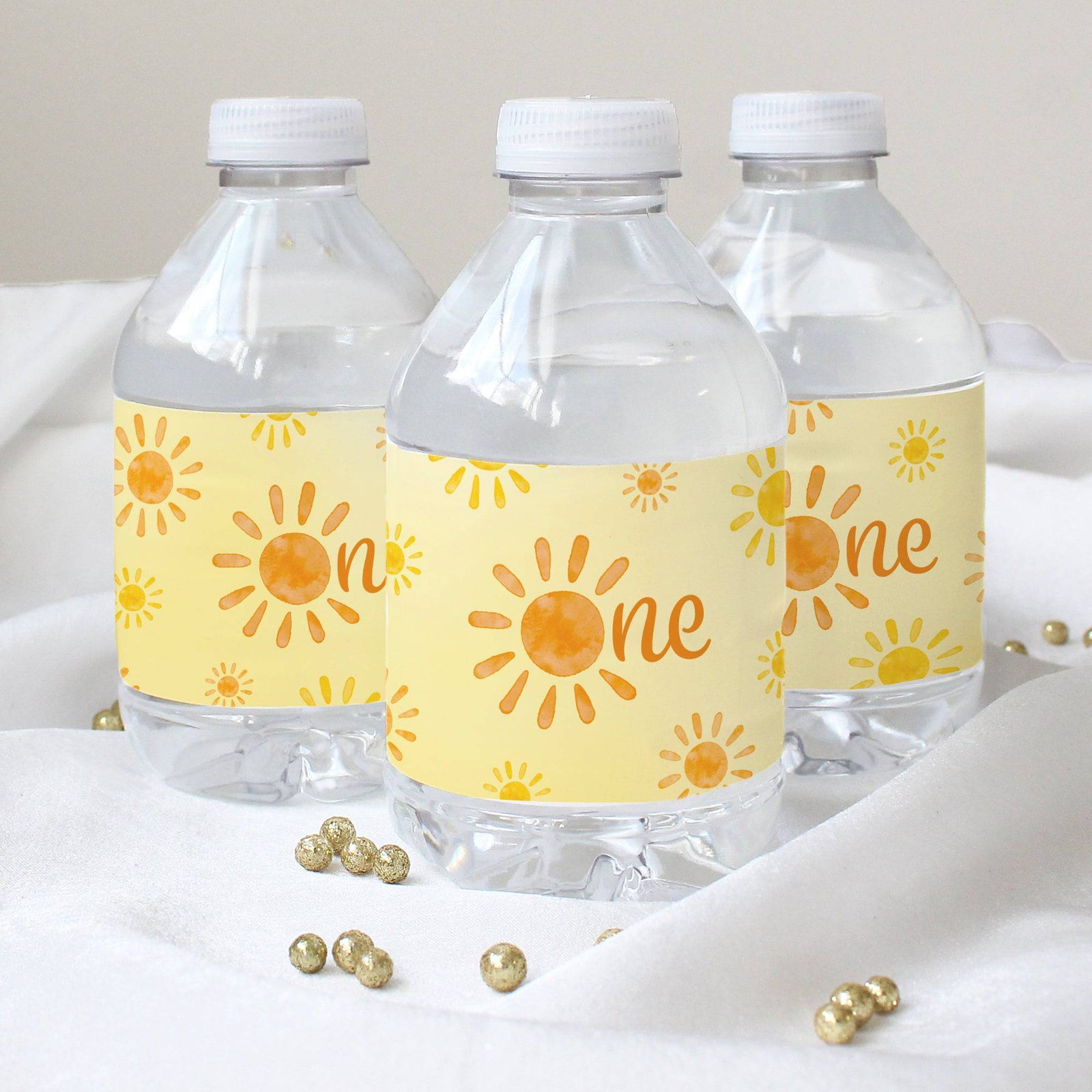 1st Trip Around the Sun - 1st Birthday: Water Bottle Labels - 24 Waterproof Stickers - Distinctivs Party