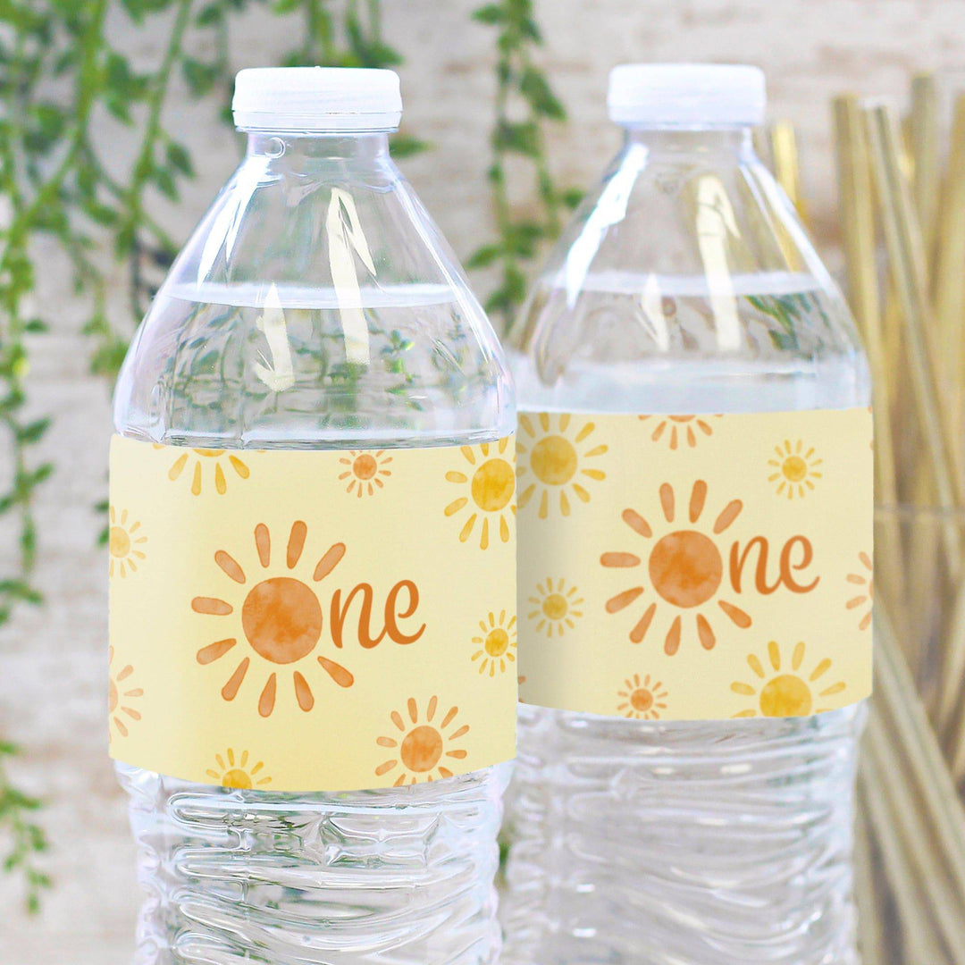 1st Trip Around the Sun - 1st Birthday: Water Bottle Labels - 24 Waterproof Stickers