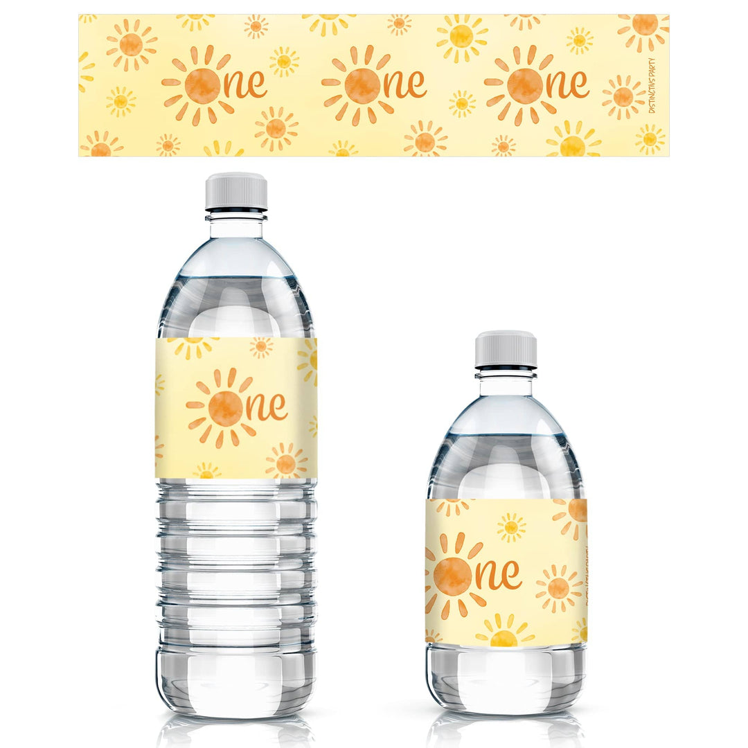 1st Trip Around the Sun - 1st Birthday: Water Bottle Labels - 24 Waterproof Stickers