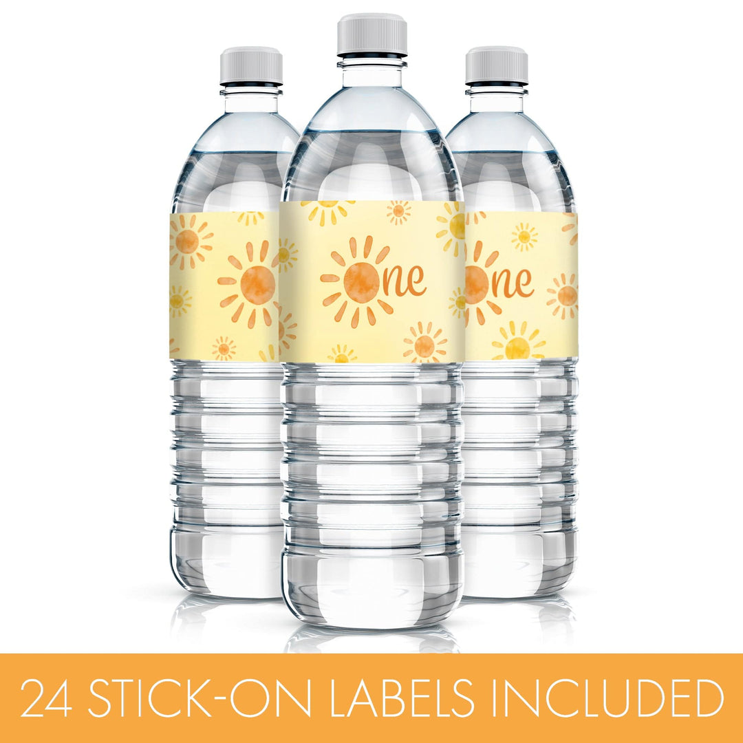 1st Trip Around the Sun - 1st Birthday: Water Bottle Labels - 24 Waterproof Stickers