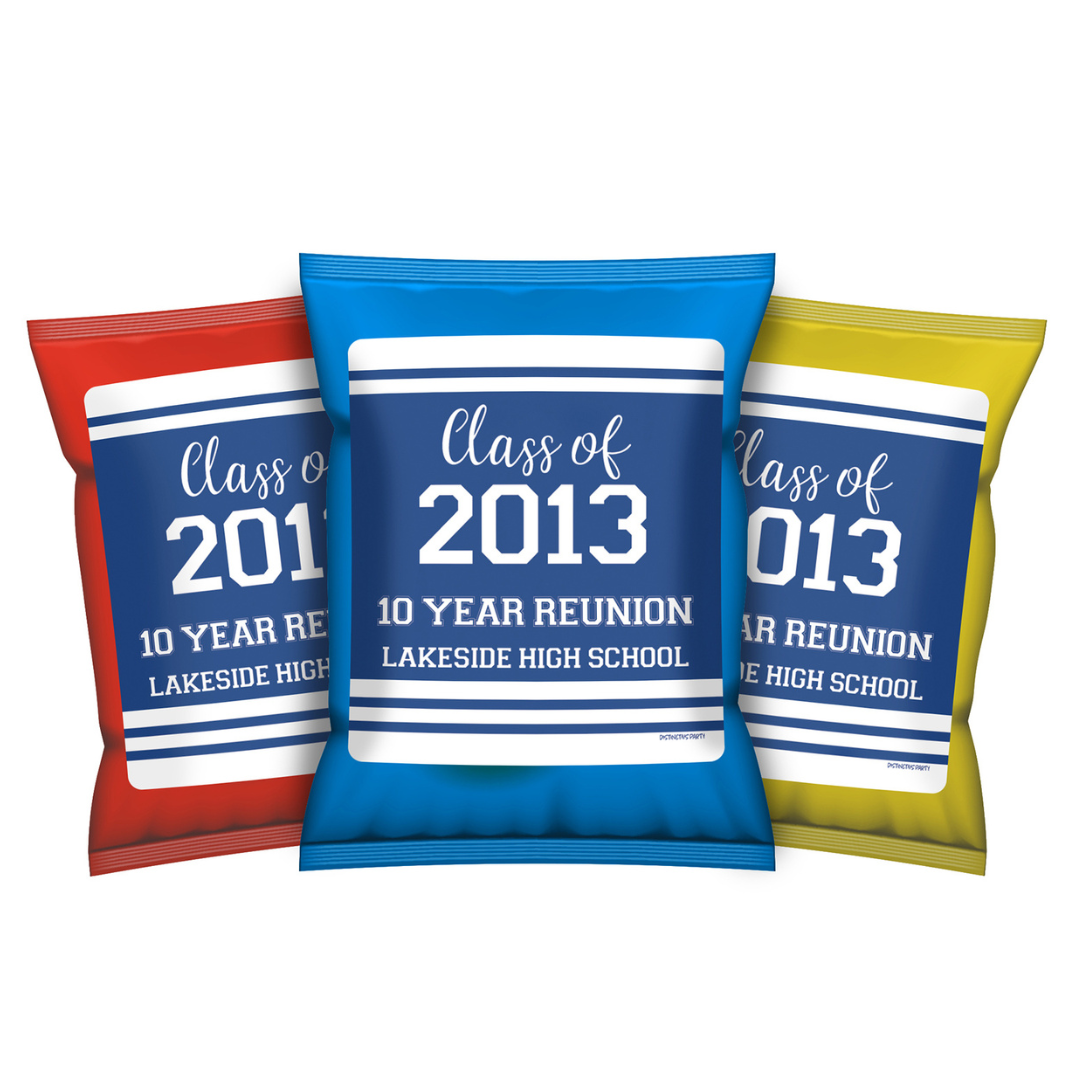 Pegatinas personalizadas para bolsas de chips y bolsas de refrigerios de reunión de clase