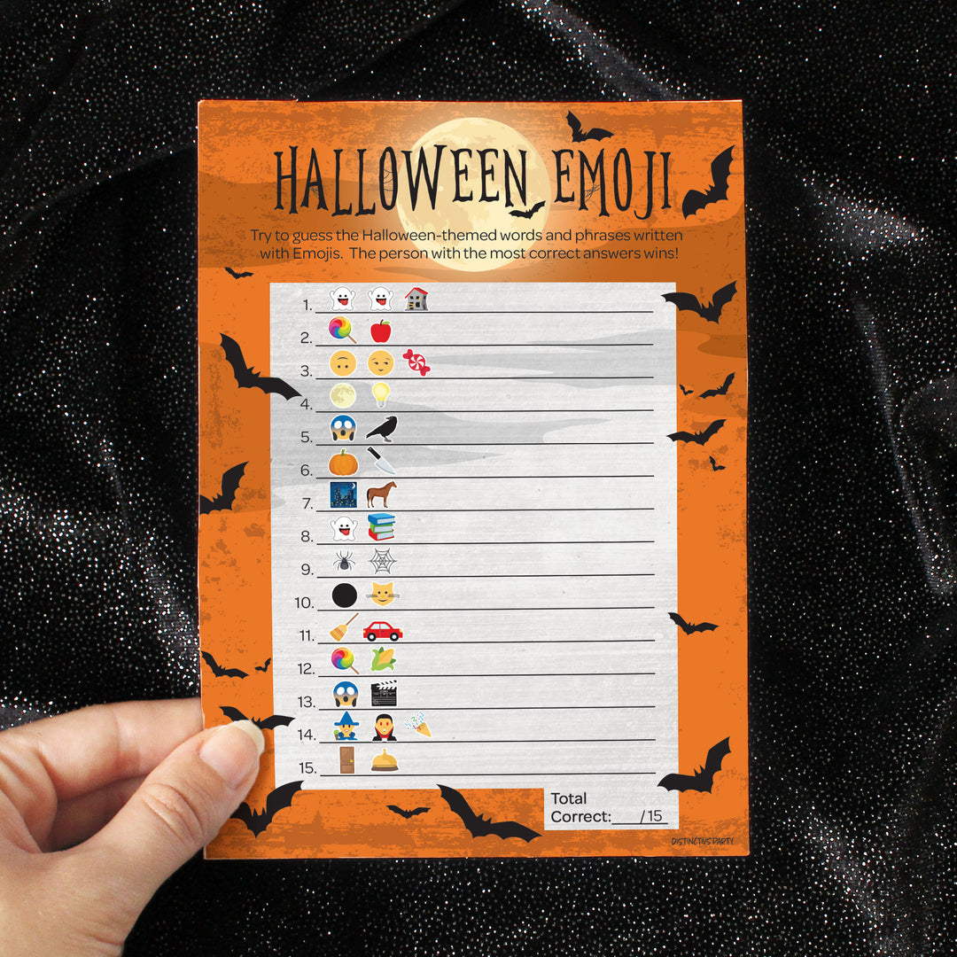 Halloween Emoji Guessing Game – 25 Party Game Cards for Kids, Adults & Classroom Fun