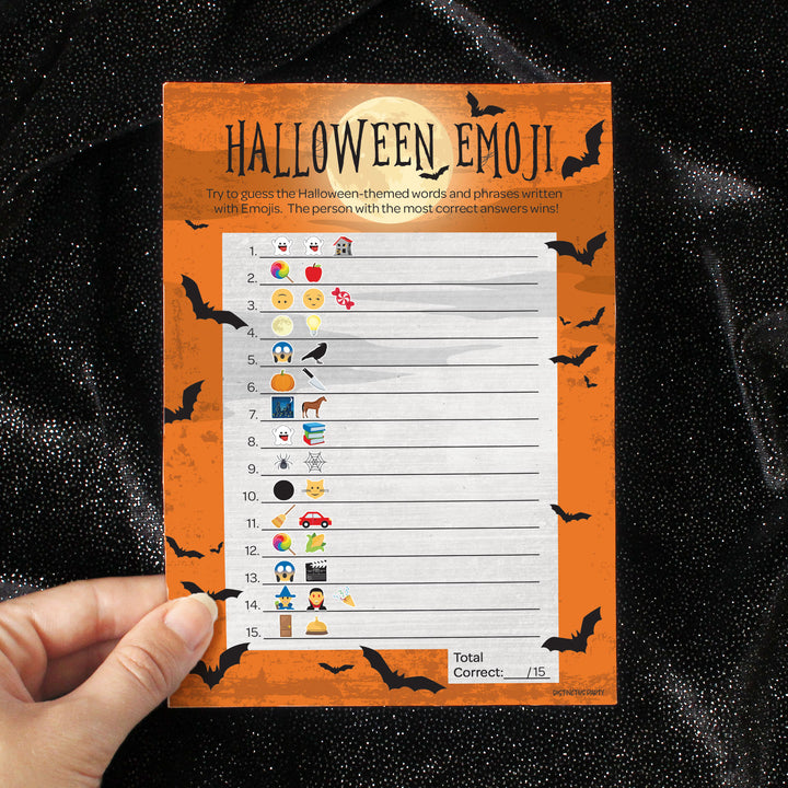 Halloween Emoji Guessing Game – 25 Party Game Cards for Kids, Adults & Classroom Fun