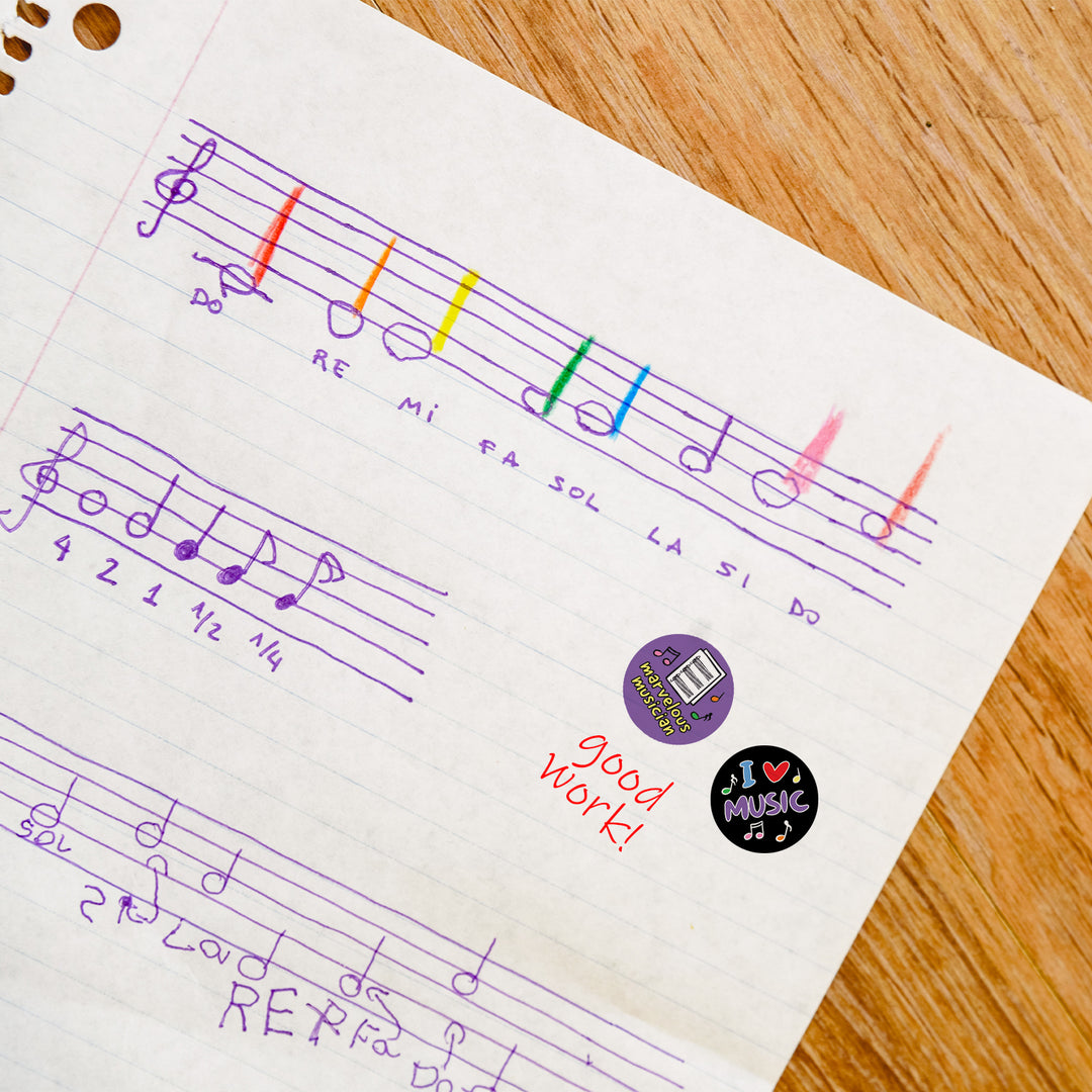 Motivational Teacher Reward Stickers for Students: Music (1,080 Stickers)