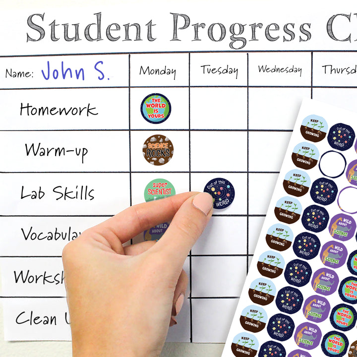 Motivational Teacher Reward Stickers for Students: Sciences (1,080 Stickers)