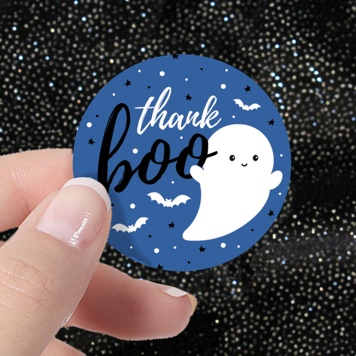Little Boo: Blue - Boy Baby Shower - Thank You Stickers -  40 Stickers