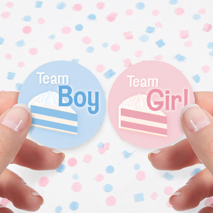Cake Slice: Gender Reveal Party - Girl or Boy - 40 Stickers
