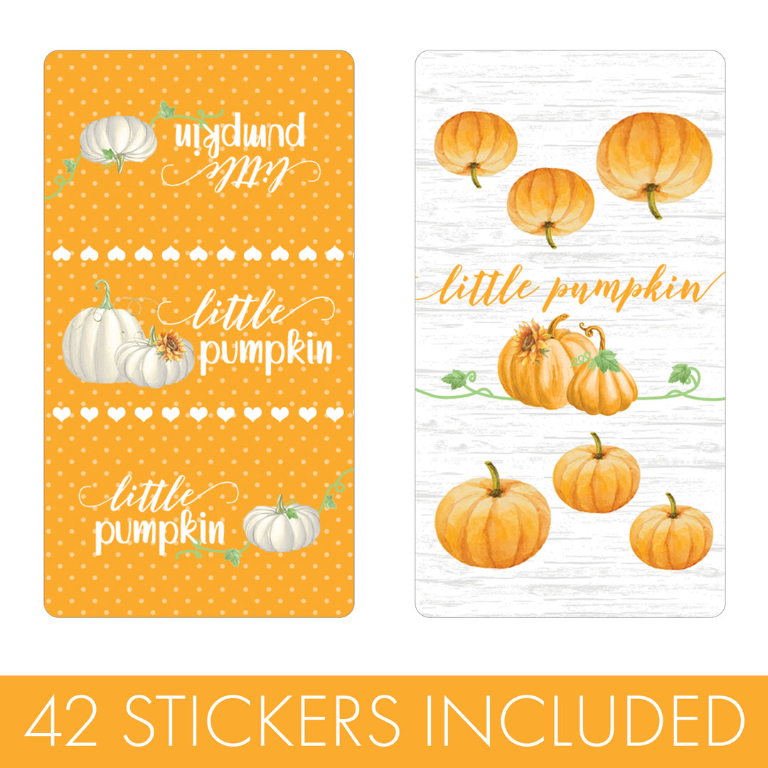 Little Pumpkin: Orange - Baby Shower -  Hershey's Miniatures Candy Bar Wrappers Stickers - 42 Pack